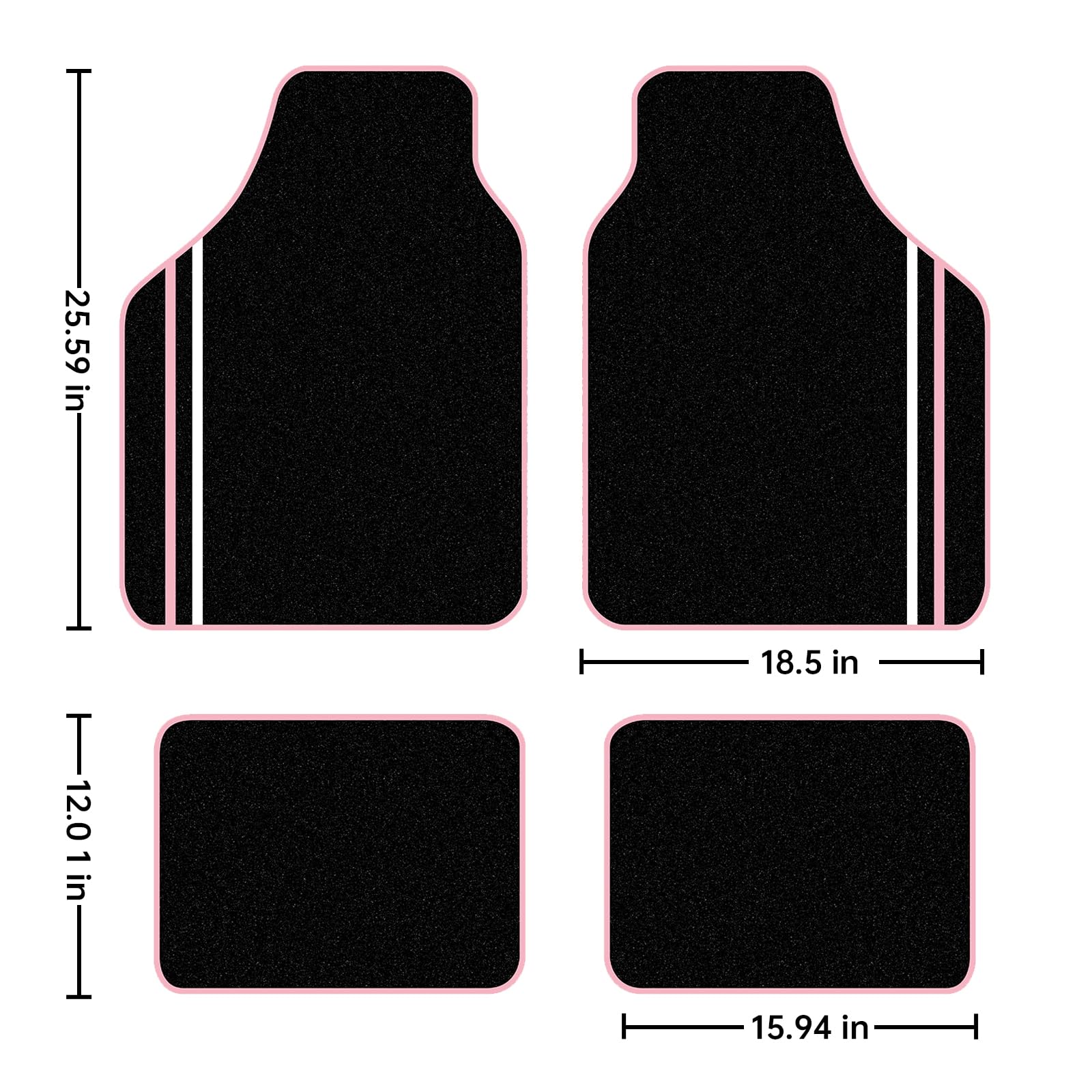 August Auto Universal Fit Pink and White Trim Design Carpet Car Floor Mats Fit for Sedan SUVs Truck — view 2