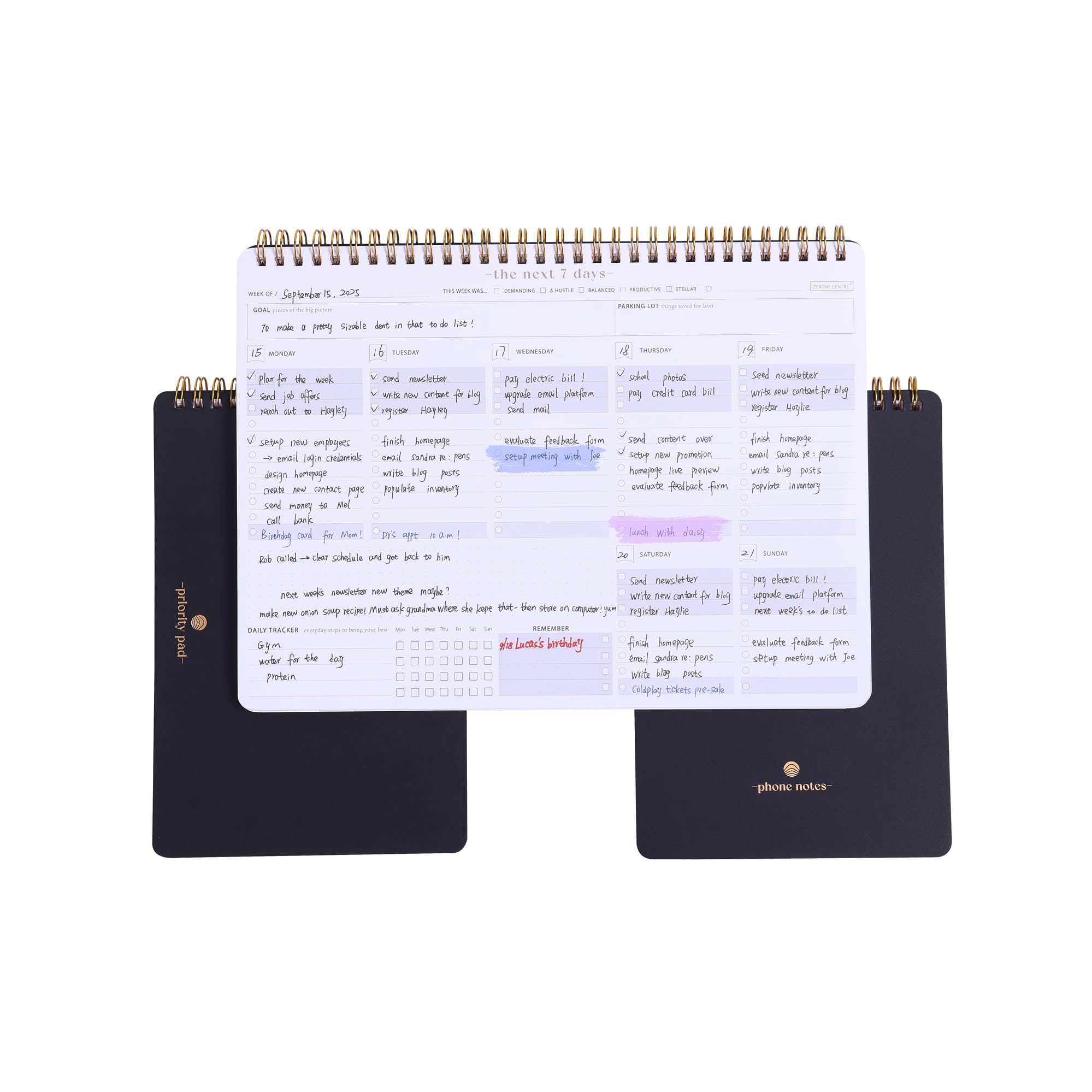 Work Productivity Notepad Suite - Set Of Bestselling 3 Notepads, Including Weekly To Do List Planner, Daily Priority Pad & Phone Notes-To Help You Stay Organized, Productive & Professional