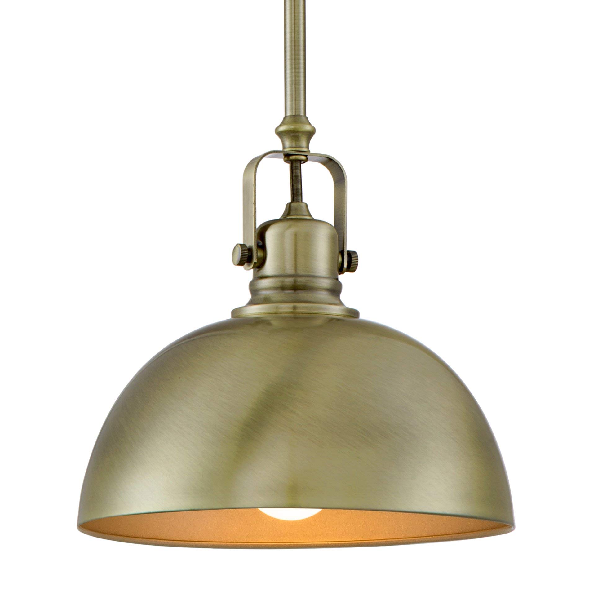 Kira Home Belle 9" Contemporary Industrial 1-Light Pendant Light, Adjustable Length + Shade Swivel Joint, Brushed Brass Finish