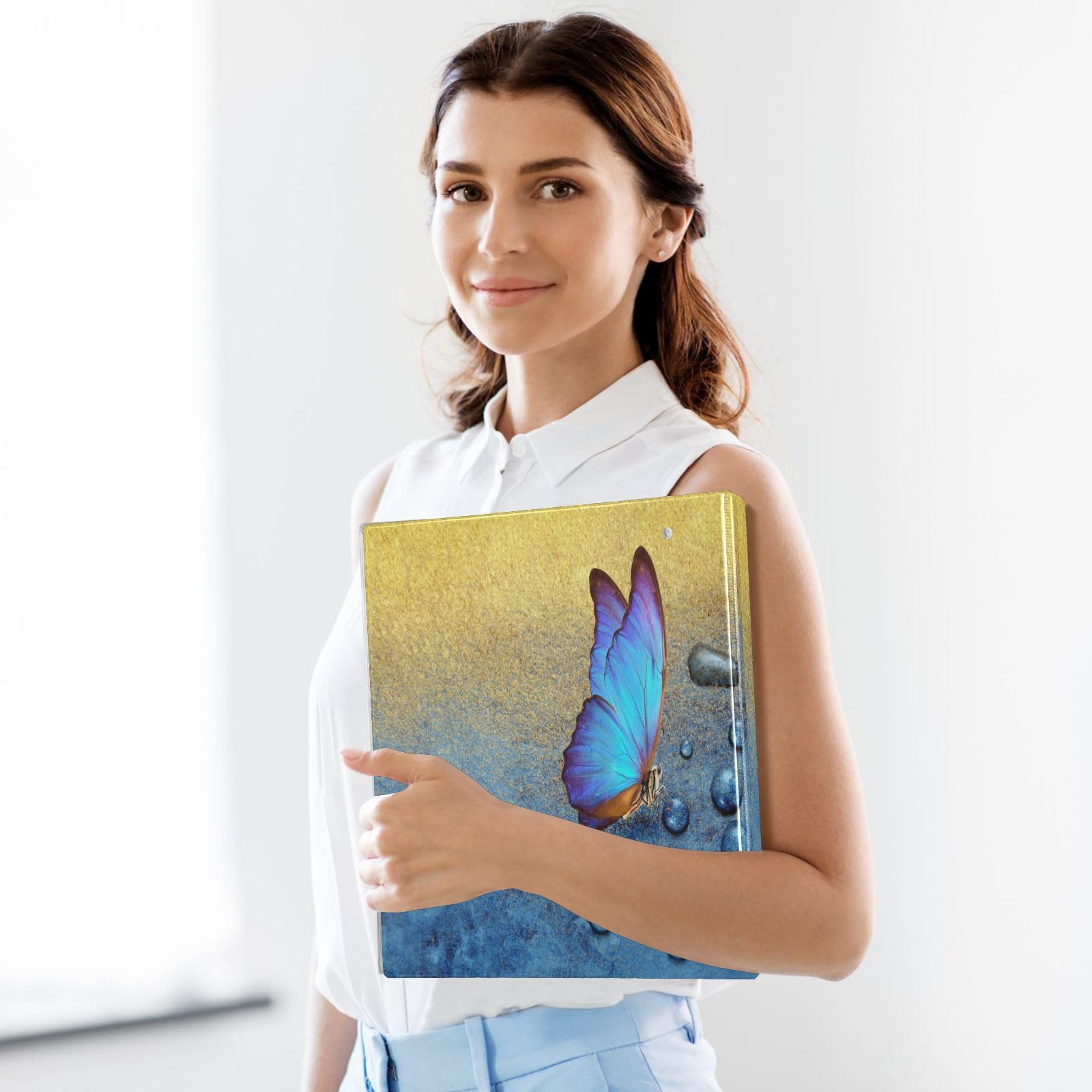 Lot de 2 classeurs papillon et rosée à 3 anneaux en D A4 avec 200 feuilles pour enfants, fournitures scolaires, femmes, hommes et bureau