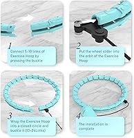Vista 4 de JKSHMYT Weighted Hula Circle Hoops for Adults Weight Loss, Infinity Fitness Hoop Plus Size 47 Inch, 24 Detachable Links, Exercise Hoop Suitable for