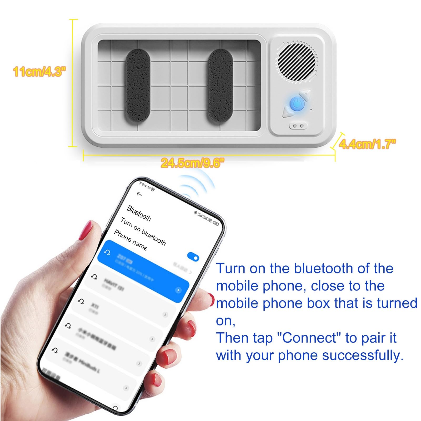 Supporto impermeabile per telefono da doccia, con altoparlante Bluetooth e touchscreen anti-appannamento, supporto da parete per tutti i telefoni cellulari