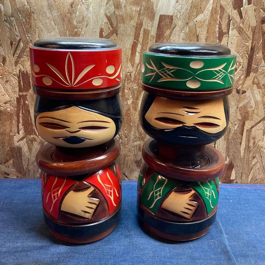 アイヌ木彫り 民芸品 1960年代 ヴィンテージ ニポポ人形 民芸品 置物 夫婦 アイヌ木彫り 民芸品 1960年代 ヴィンテージ ニポポ人形 民芸品