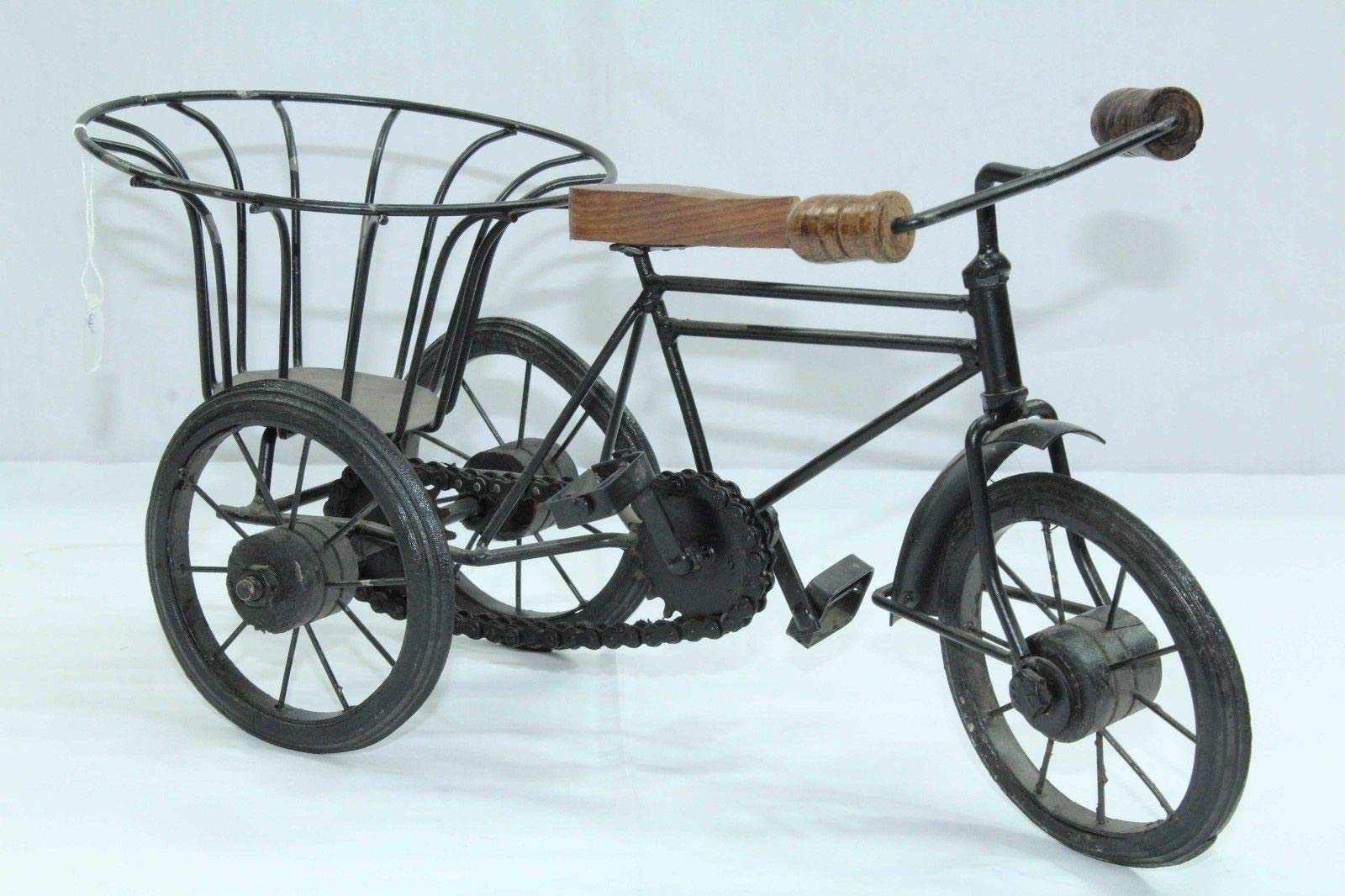 Rajasthan Gems Home Decorative Item Steel Cycle Bicycle with Basket Painted Black Gift Item
