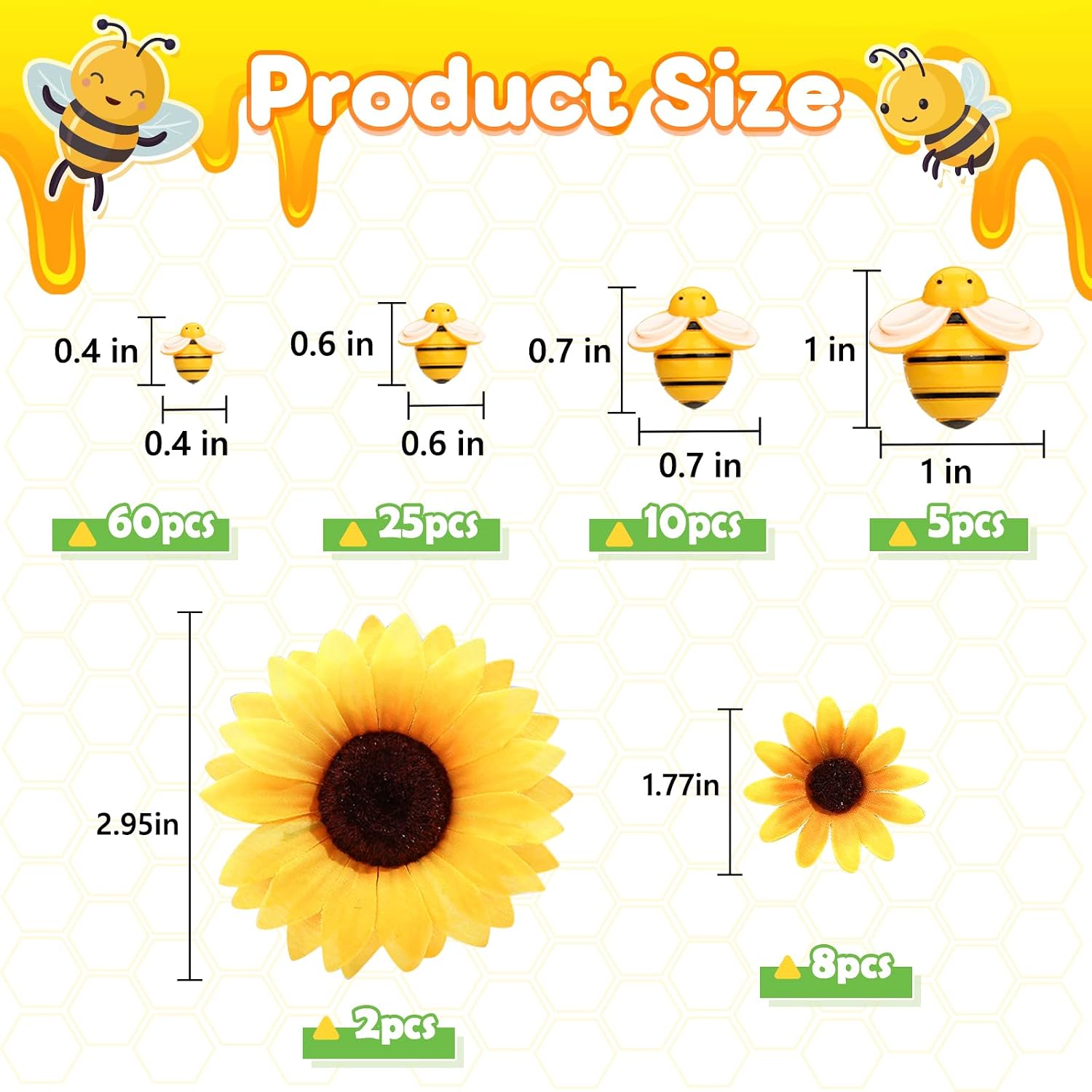 Naler 100 Pcs Mini Resin Bees & 10 Pcs Fake Flowers Kit for Crafts image 2