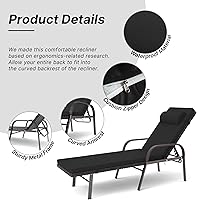 Vista 5 de Gotland Juego de tumbonas para patio al aire libre, sillón reclinable de ratán con respaldo ajustable, 3 piezas acolchadas para patio, tumbona