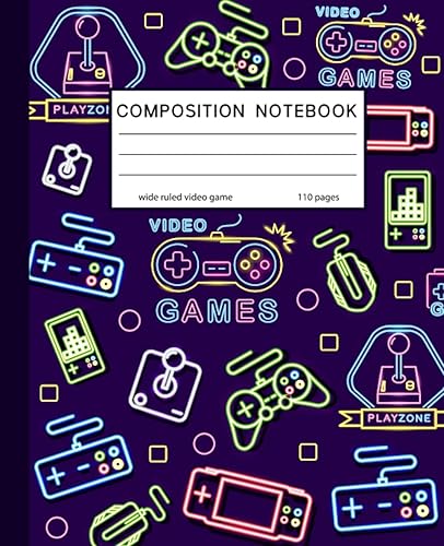 Composition Notebook Wide Ruled Video Game: College Wide-Ruled Lined Paper Journal | Gamer Notebook for Teens, Kids, Students