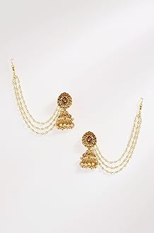 Metal Gold Plated and Pearl Earrings for Women & Girls