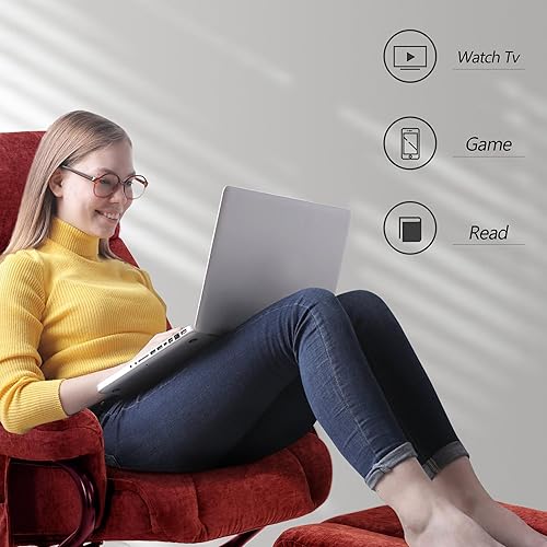 Miniatura 53 de MCombo Silla reclinable giratoria con otomana, silla de TV con masaje por vibración, ideal para RV espacio pequeño, sala de estar y dormitorio 4539