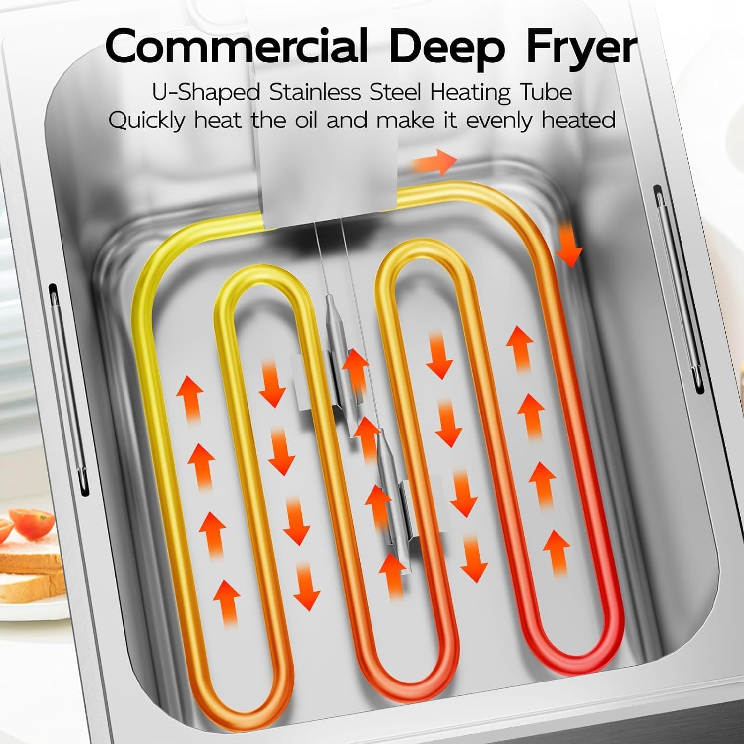 Electric Deep Fryer, Commercial Deep Fryer with Basket, 12.6QT(12L) Stainless Steel Fryer with Temperature Control, Countertop Fryers for Home Kitchen Restaurant, 1500W