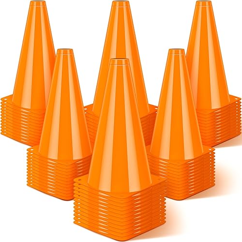Syhood 72 conos de plástico de 9 pulgadas para entrenamiento de tráfico, conos de fútbol de seguridad, conos deportivos de agilidad, conos naranjas