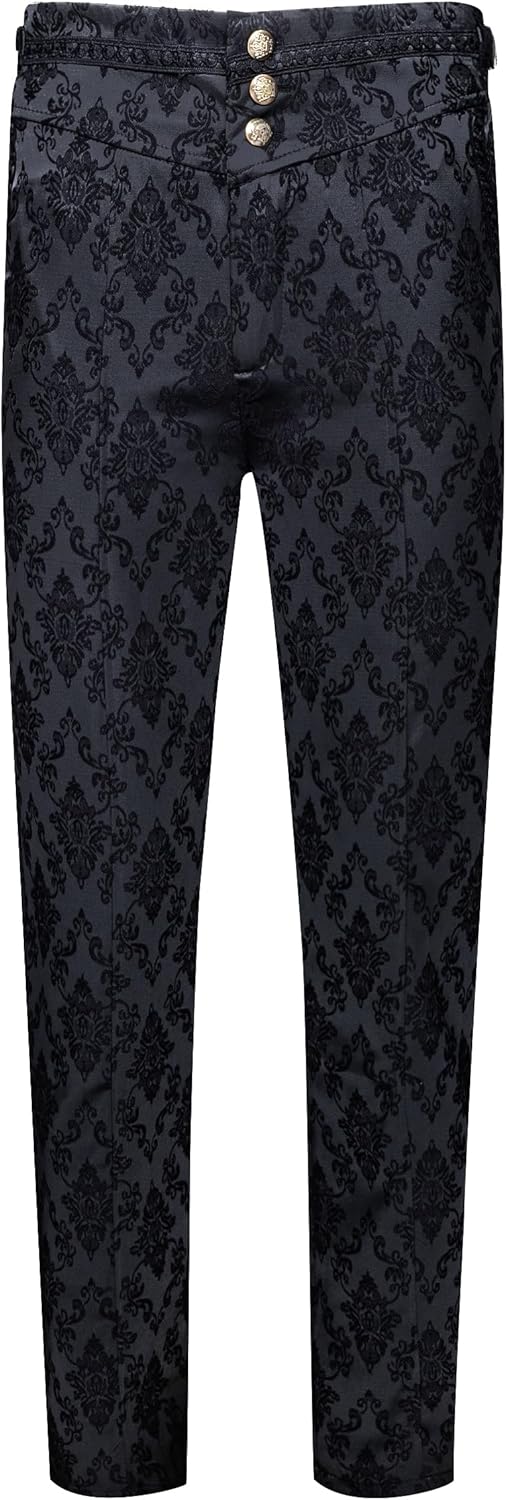 Barry.Wang Mens Gothic Bottoms Medieval Cosplay Costume Trousers Steampunk Victorian Pants