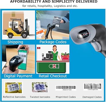 Teemi 2 D ماسح الباركود Usb السلكية المحمولة الجرد الماسح الضوئي Qr رمز الماسح الضوئي Pdf417 مصفوفة البيانات الرقمية شريط رمز القارئ مع ميزة كوم الظاهري لتجار التجزئة، مكتب، مستودع، مكتبة