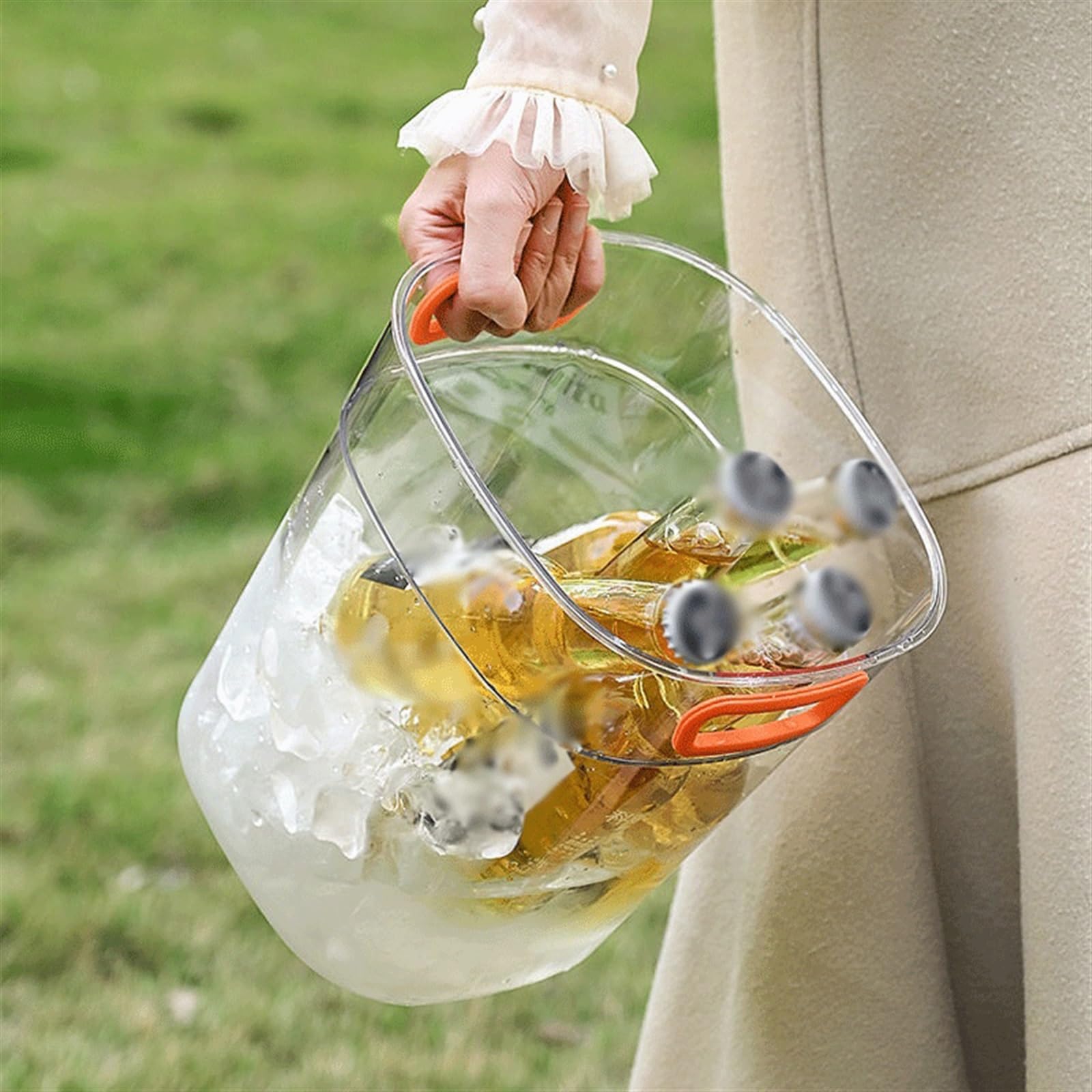 Portabilität Eiskübel for Zuhause, Bieraufbewahrung, Eimer for Picknick im Freien(Transparent)