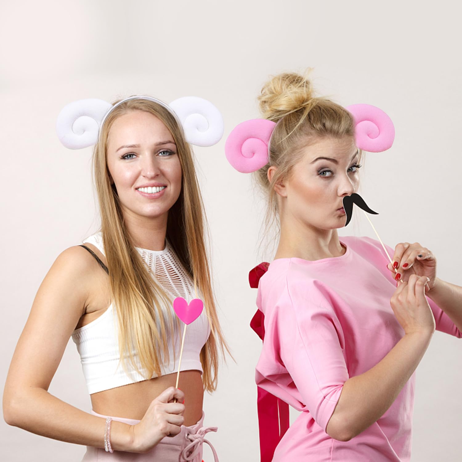 MEISH 2 Pieces Sheep Horn Headband Cute Sheep Ears hair hoop washing face Animal Headwear Party Dress Costume Headwear Accessories for Women Girls - Image 4