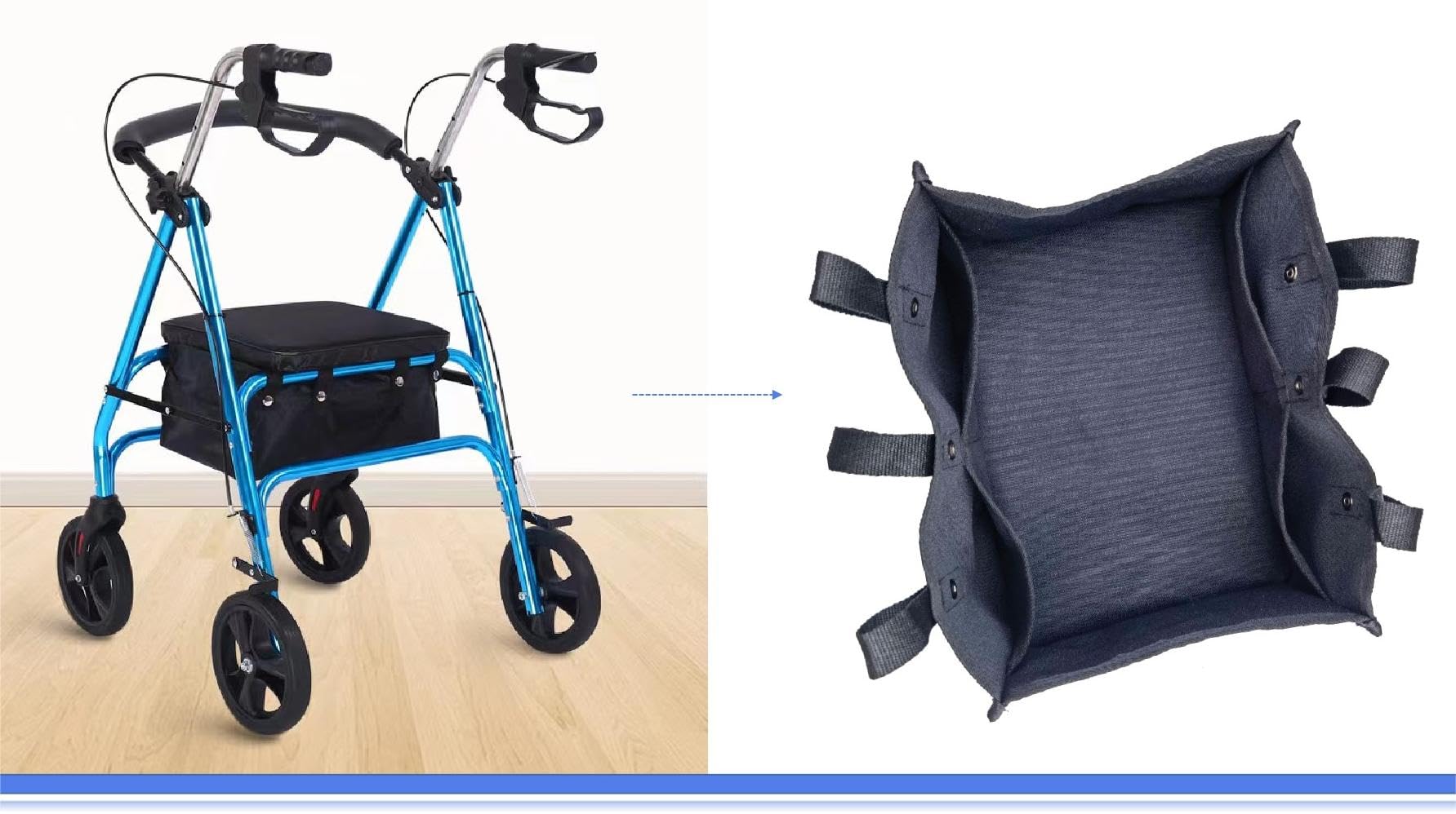 Bolsas para andador XINFULLWOL, bolsa de almacenamiento para andador debajo del asiento, accesorios para andador plegable, bolsas de accesorios para personas mayores, cesta médica de reemplazo debajo
