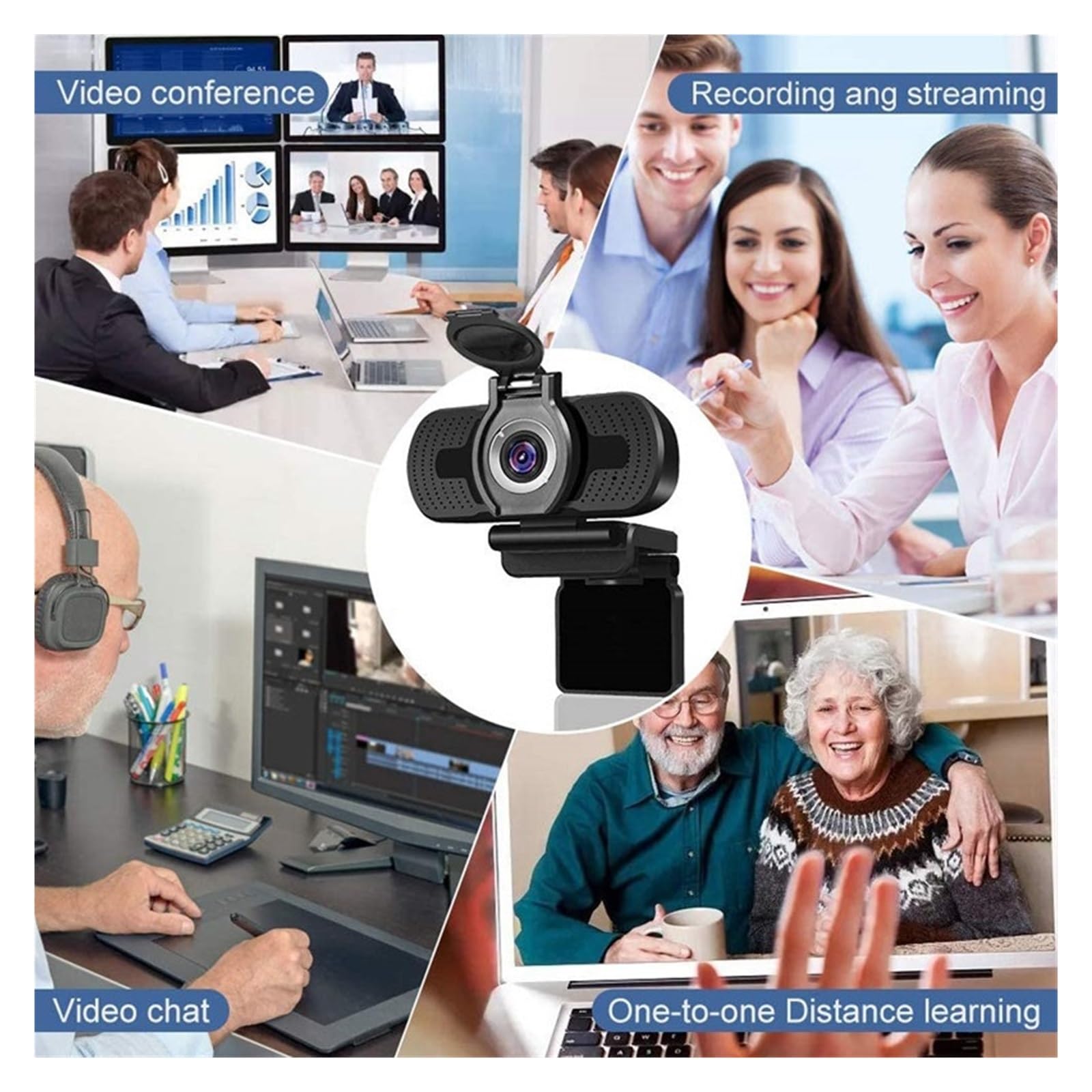 Webcam 1080P Full HD Web Camera con microfono Web Cam 1080p for PC Computer portatile Desktop USB Camara Web(W8 without cover)