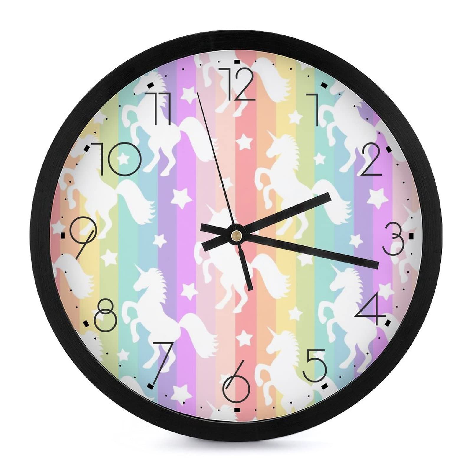 Horloge licorne ronde lisible pour apprendre l'heure en s'amusant