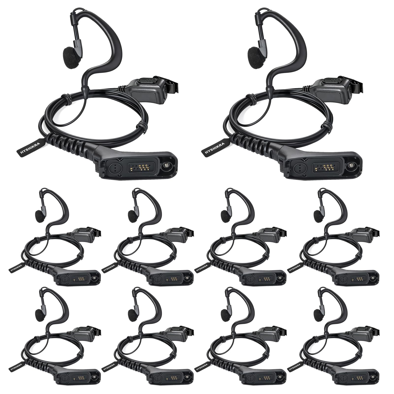 HYSHIKRA Earpiece with Mic Multi Pin Headset Compatible with Motorola DP3400 DP4400 DP4800 DGP4150 XiR-P8200 Xpr-6300 Two Way Radio (Transparent Tube, 1) — view 12