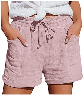 Linen Shorts for Women Summer Casual Bermuda Shorts...