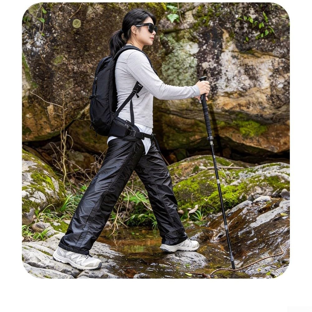 Pantalon de pluie imperméable avec taffetas de polyester PU5000 mm, couvre-jambes léger et réglable pour la randonnée, le camping et les activités de plein air