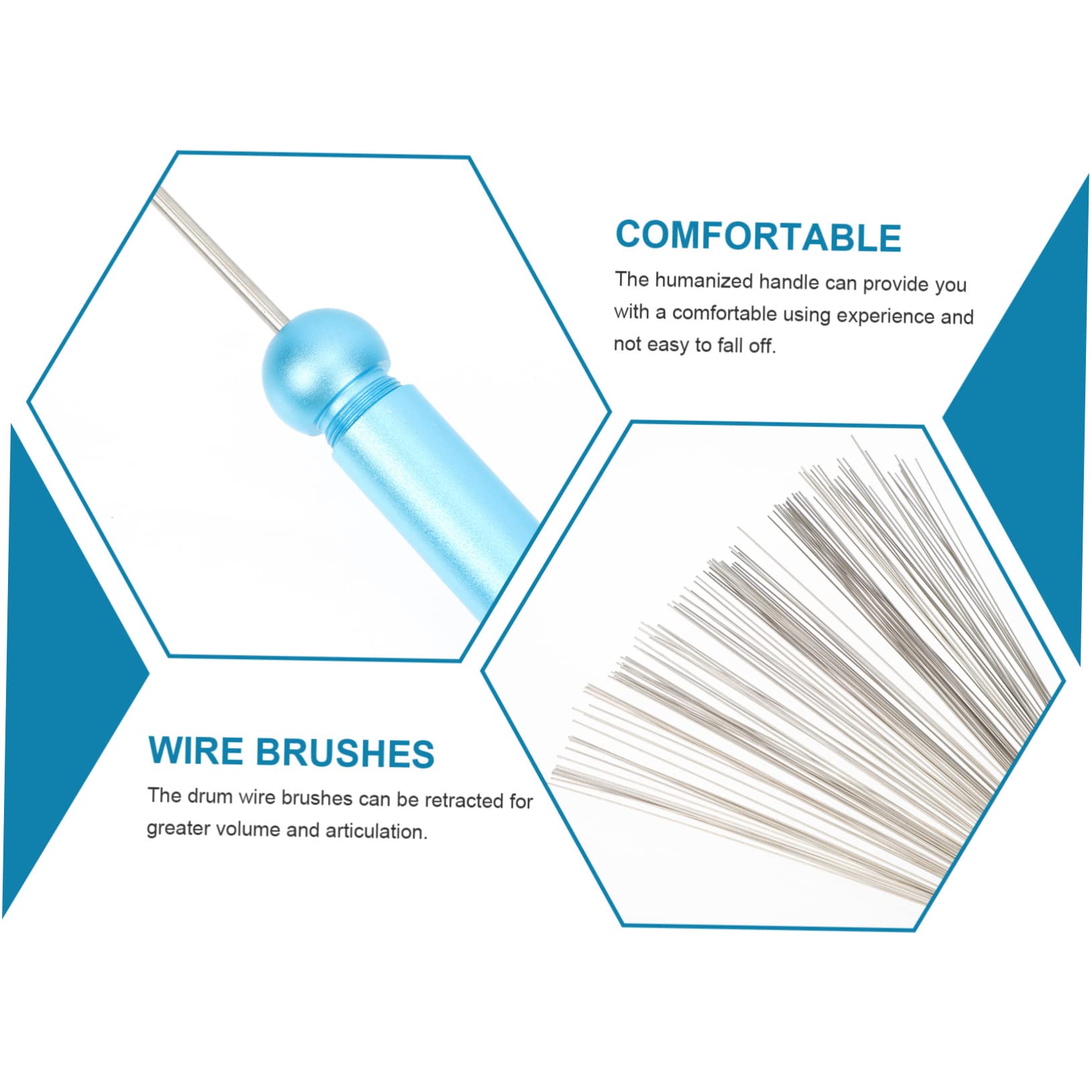 HEMOTON Stainless Steel Drum Brush Set Pack Retractable Drum Brush Metal Handle Aluminum Rod Body for Easy Use