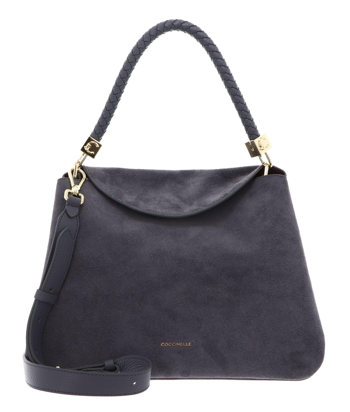 Coccinelle Skórzana torebka na ramię Tiggy Handbag Suede Leath/Grained Le. Stove/Stove szary kadet