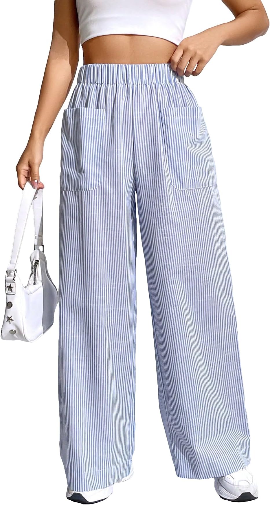 old navy blue and white striped pants