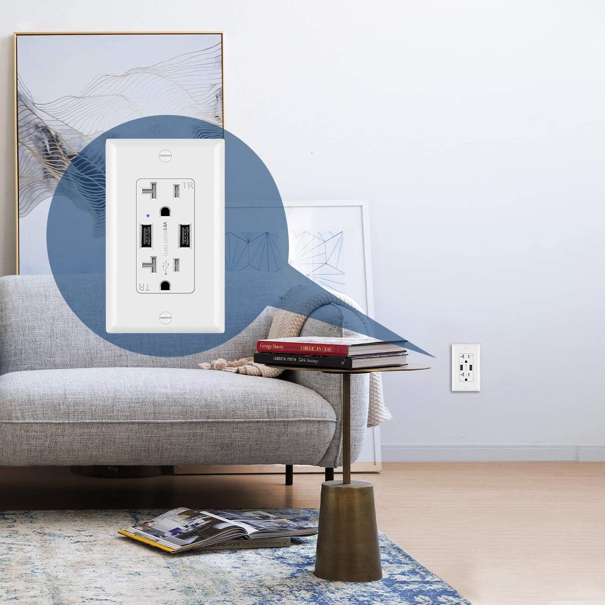 Buy 1 get 1 (10 Pack) CML 3.6A Dual USB Receptacle Outlet, 20 Amp Tamper Resistant Outlet with Wallplate, UL Listed, 3-Year Warranty, White