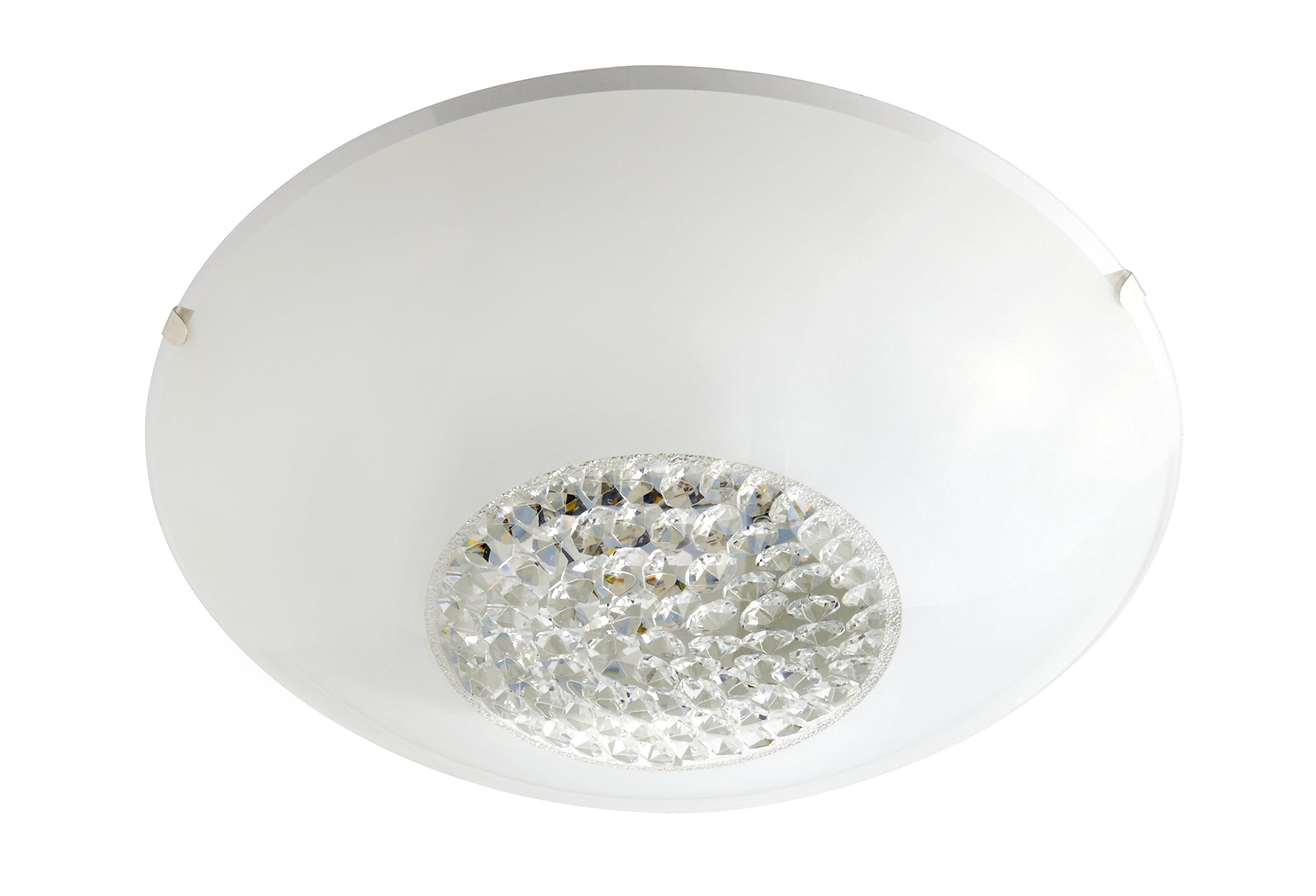 Lighting Collection Led Ceiling Flush, Glass Centre Deco Shade, Integrated, 12 W, White