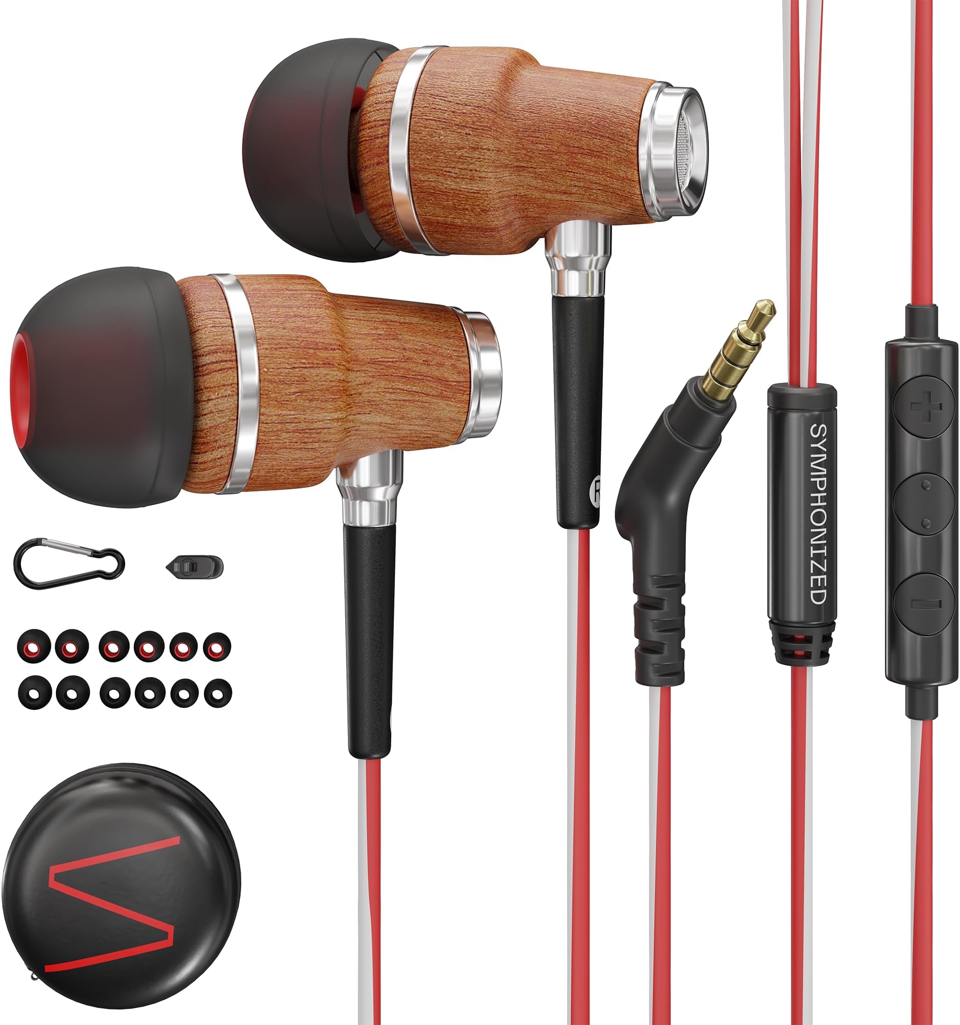 Premium Wooden Wired Earbuds with Microphone (Aux 3.5mm Jack)