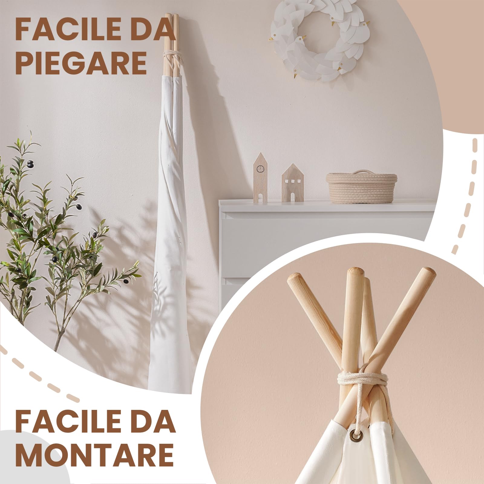 Tiny Land Tenda per Bambini, Tenda Gioco Bambini con Coperta & Fata Luci & Borsa di tela- Tende Indiana Bambini per 3 4 5 6 7 anni Bambina & Ragazzi, Tipi, Teepee