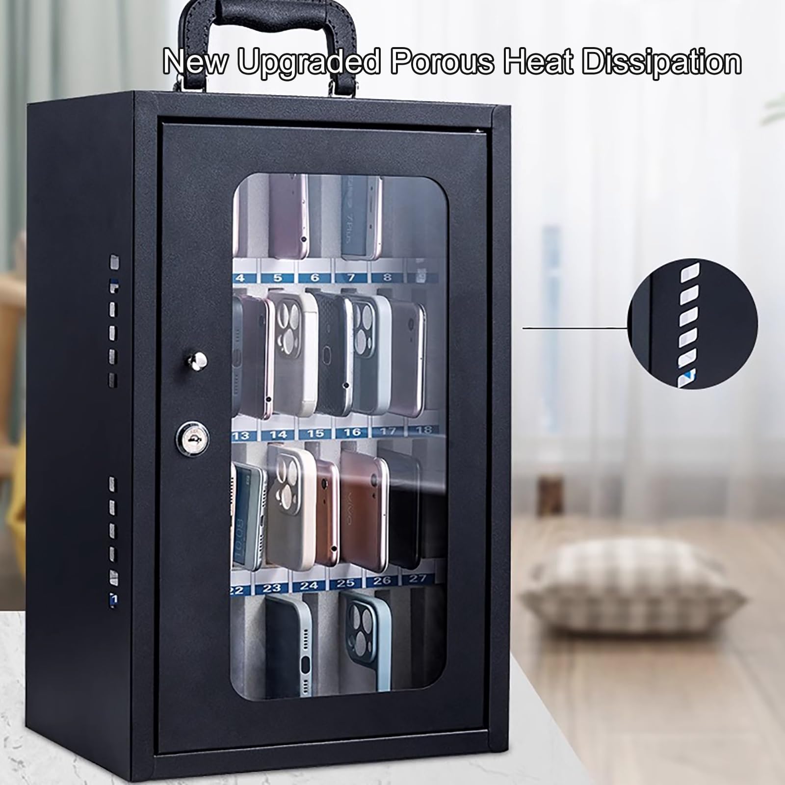 Handy-Schließfach for Klassenzimmer, Handy Safe, Tragbares, an der Wand Montierbares Abschließbare Box for Schulen, Unternehmen und Betriebe(24 Slots)