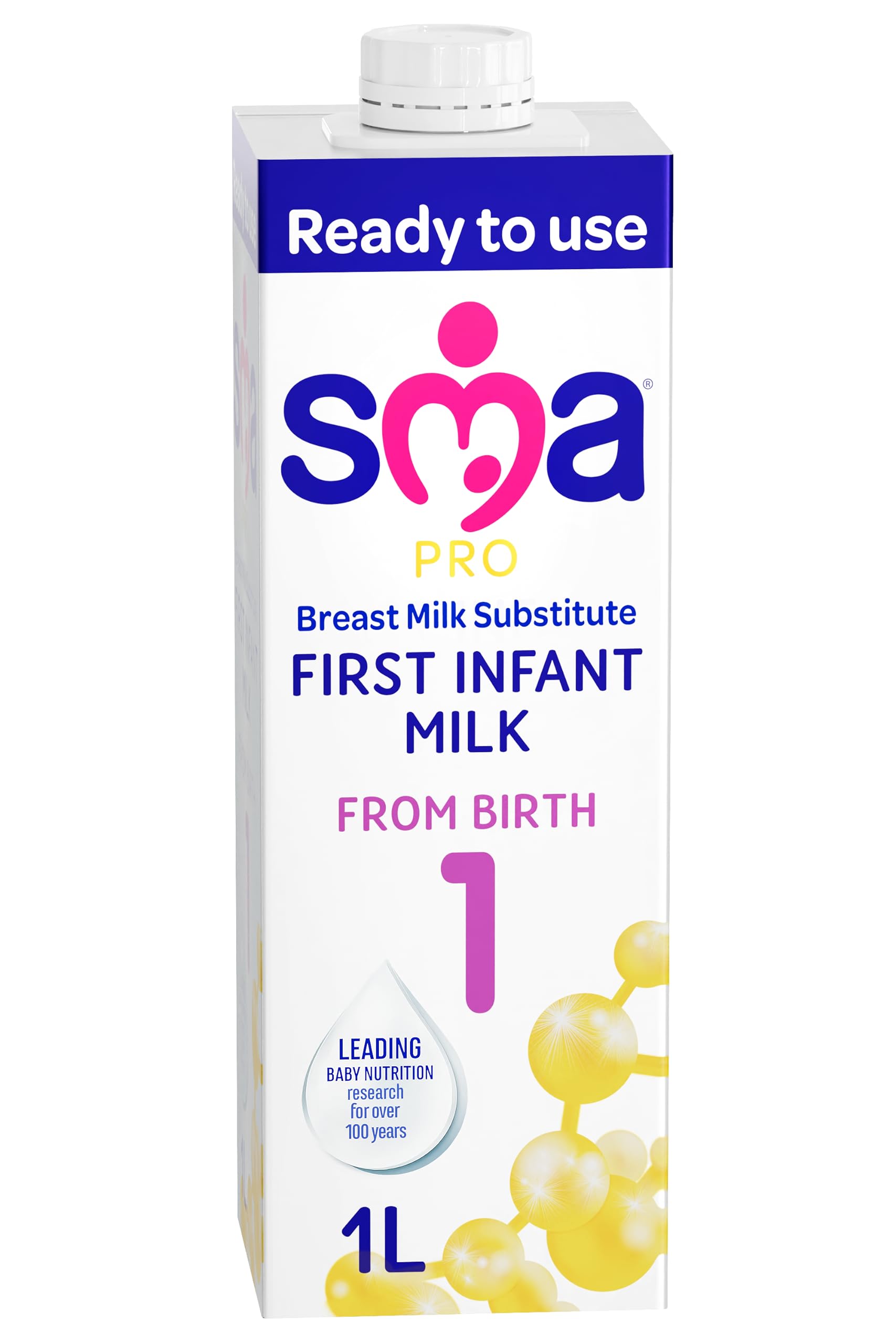 SMAPRO First Infant Baby Milk - From Birth | Ready to Use, Liquid Formula Milk 1 Litre Pack of 6, (Packing May Vary)