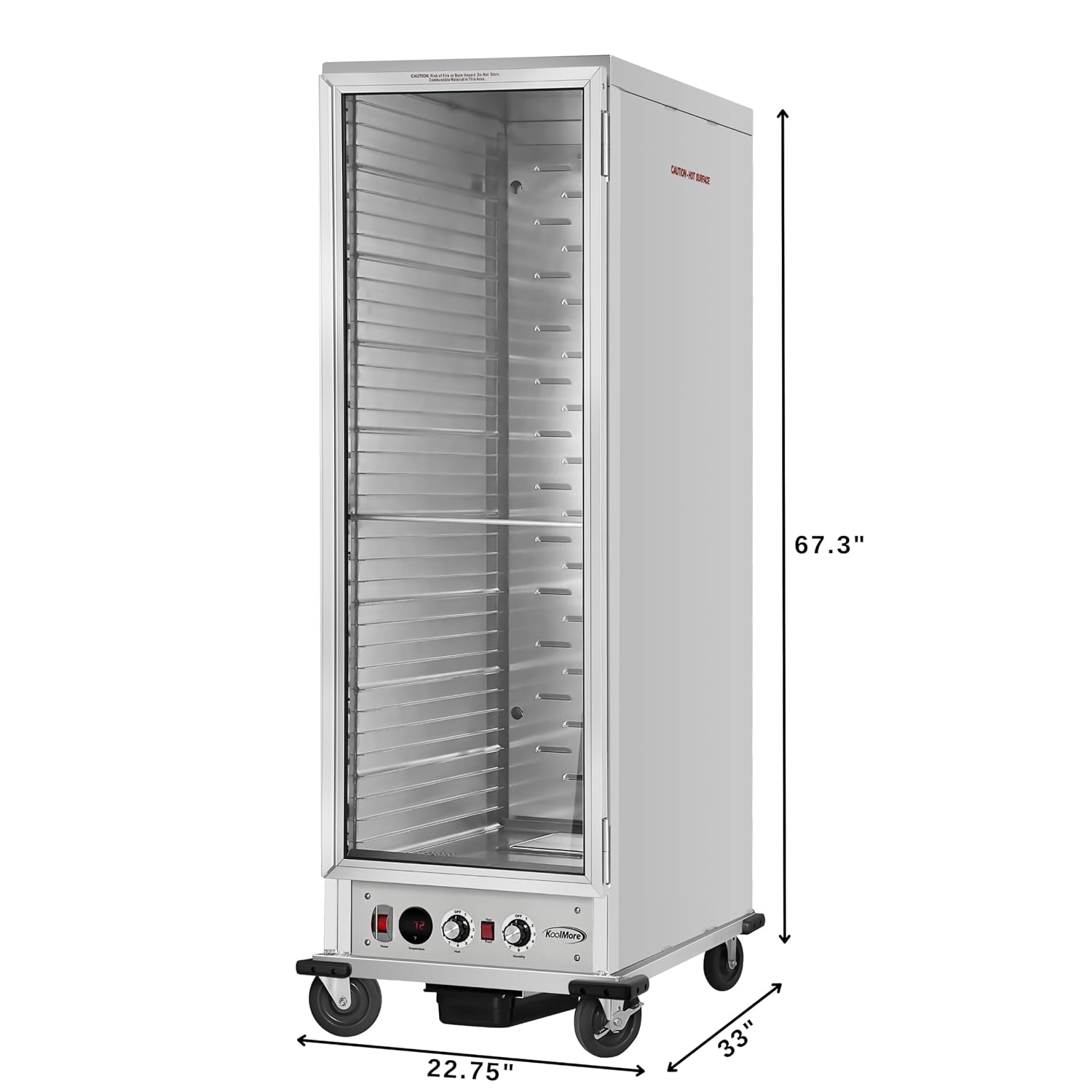 KoolMore 33 in. Commercial Insulated Heated Holding/Proofing Cabinet with Glass Door and 36-Pan Capacity in Silver, UL and NSF Listed (KM-CHP36-SIGL)