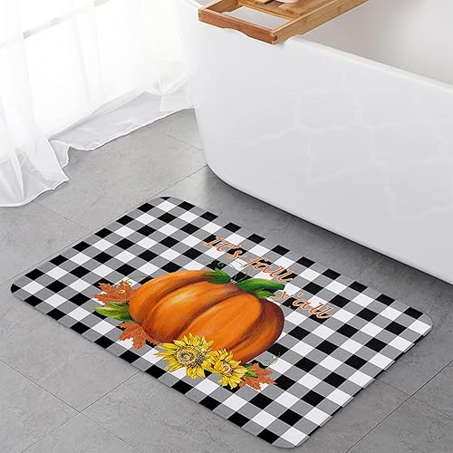 Miniatura 5 de Tapete de baño con texto en inglés "It's Fall Y'all", antideslizante, suave, absorbente, tapete de baño para cocina, entradapiso, 23.6 x 15.7
