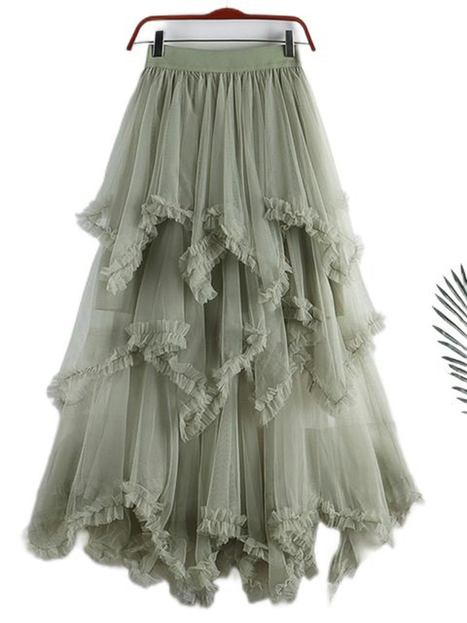 WEITING Tutu Tulle Long Skirt for Women 2023 New Summer Korean Aesthetic Cute Irregular Mesh High Waist Maxi Skirt Female Purple