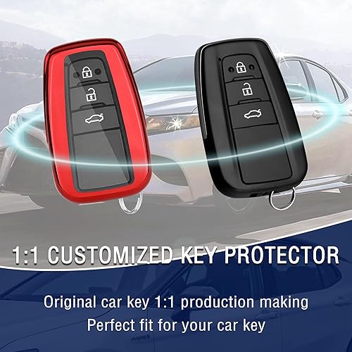 Miniatura 3 de Funda para llavero de automóvil compatible con llave inteligente Toyota, elegante protector de llavero con llavero de pulsera y anillo D antipérdida