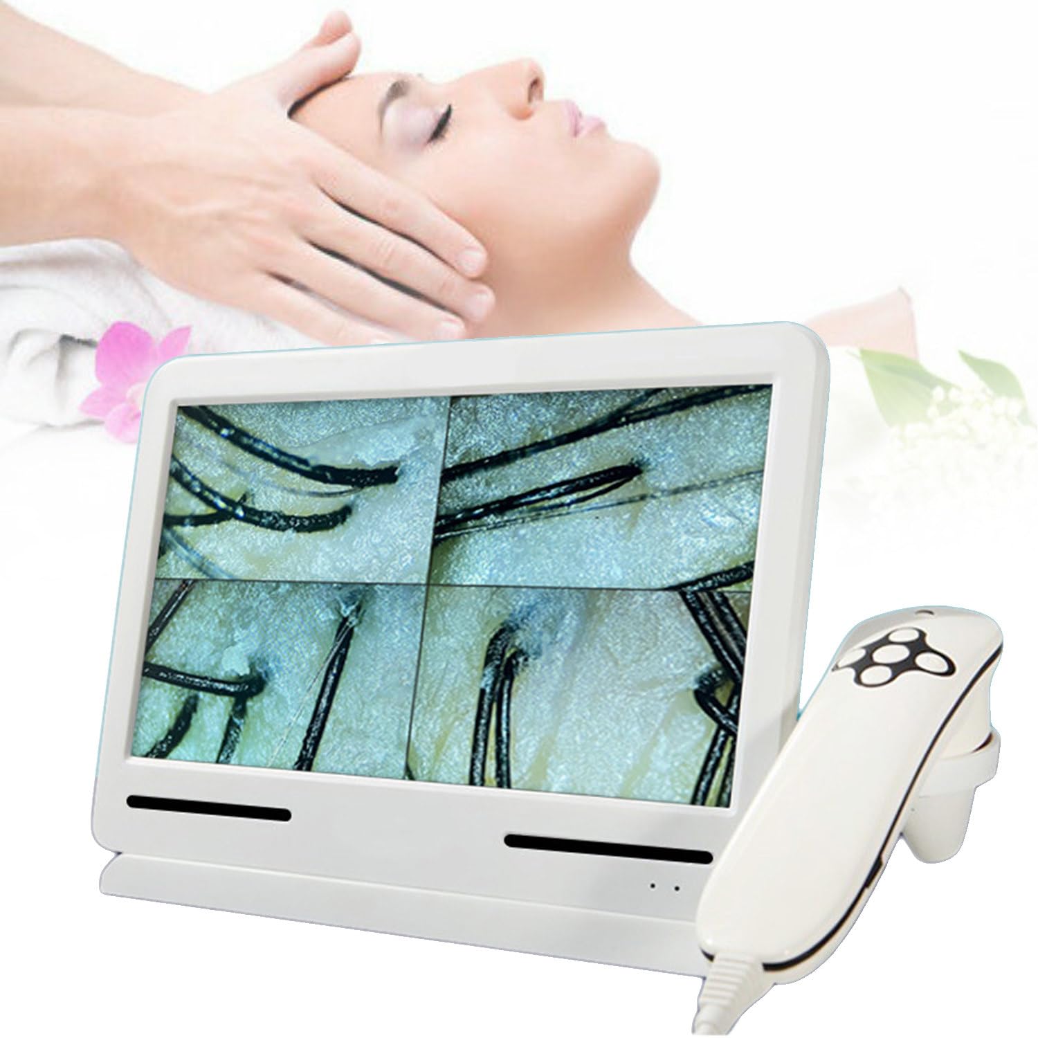 ANXYYDS Skin Diagnosis Hair Analyzer, 200X Skin Hair Scalp Detector Analyzer Microscope Skin Care Tool, Scalp Hair Follicle Oil Moisture Magnifying Detector Analyzer Tester