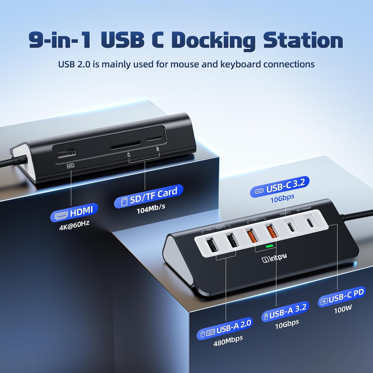 intpw P9 PRO USB C Hub Port Overview