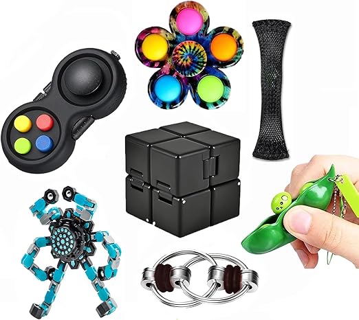 7 PCS Fidget Toys Adults Set,Relieves Stress Anxiety Fidget Toys for Kids and Adults with ADD,ADHD, Autism or Anxiety,Easter Basket Stuffers Gift for Kids Teen Cool Gadget