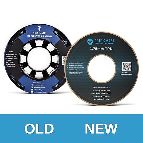 Vista 4 de SainSmart - Filamento de impresión 3D TPU flexible en todos los colores, 1.75 mm, 250g, precisión dimensional +/- 0.05 mm Negro