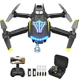 Drone with Camera, Dual 720HD, Drone for Kids with Cool Lights, Cestures Control, Vertical Shooting, Waypoint Flight, Gravity Control, 3D Flip, 3-Speeds, Drones for Adults, Beginners, Kids
