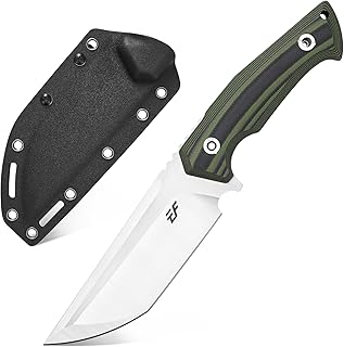 Eafengrow EF134 Fixed Blade Knife DC53 Steel Blade Two Tone G10 Handle Full Tang Heavy Duty EDC Straight Knifes for Working Camping Hunting Bushcraft(Silver) - Eafengrow