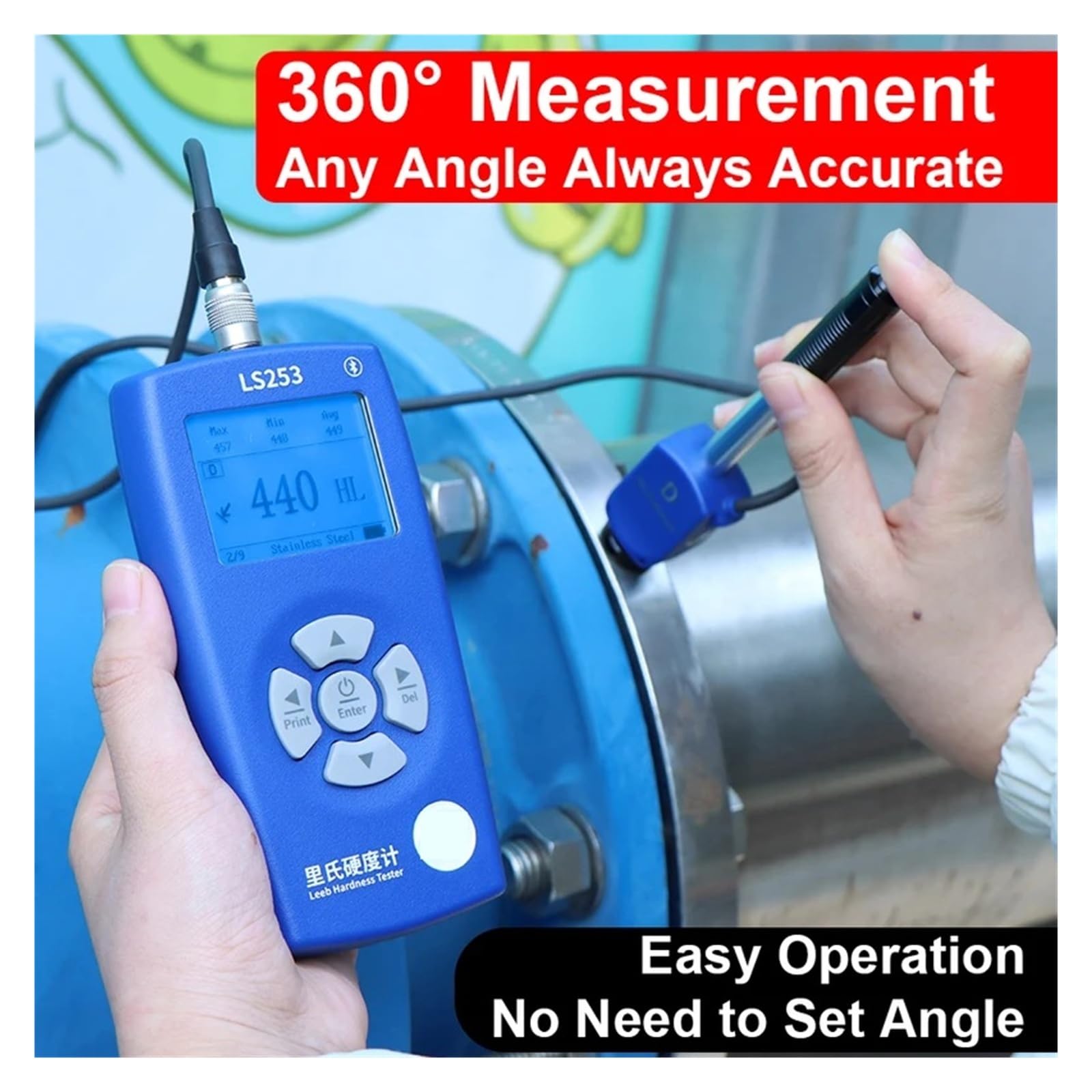 Digitales Härteprüfgerät for Metall, Handheld-Härteprüfgerät for Metall, Multisonde mit Drucker LS253 for Stahl, Aluminiumlegierung Hohe Empfindlichkeit(LS253-DC)
