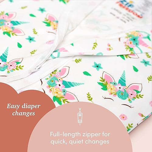 Miniatura 4 de SleepingBaby Zippy Freedom - Saco de dormir para bebé, 100 % algodón, diseño de unicornio, mediano (6 a 12 meses)