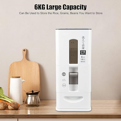 Miniatura 4 de Contenedor de almacenamiento de arroz Dispensador de arroz de 13.2 lbs Cubo de plástico grueso Cubo de almacenamiento automático de granos para
