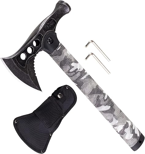 SYH Hacha de campamento hachas tácticas Tomahawk hachas de lanzamiento y tomahawks con funda el mango sólido mejorado es más duro que el mango no se