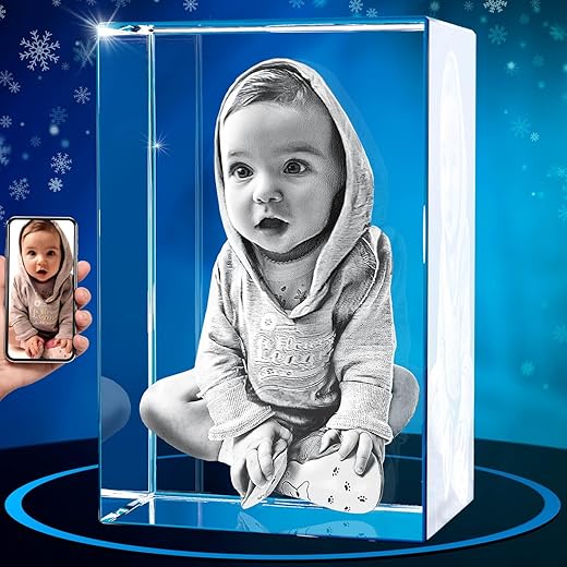 ArtPix 3D Crystal Photo, Christmas Gifts for Mom, Dad, Men, Women, Xmas Gifts, Great Personalized Gifts With Your Own Photo, 3D Photo Crystal Rectangle, Custom 3D Picture, Customized Couples Gifts