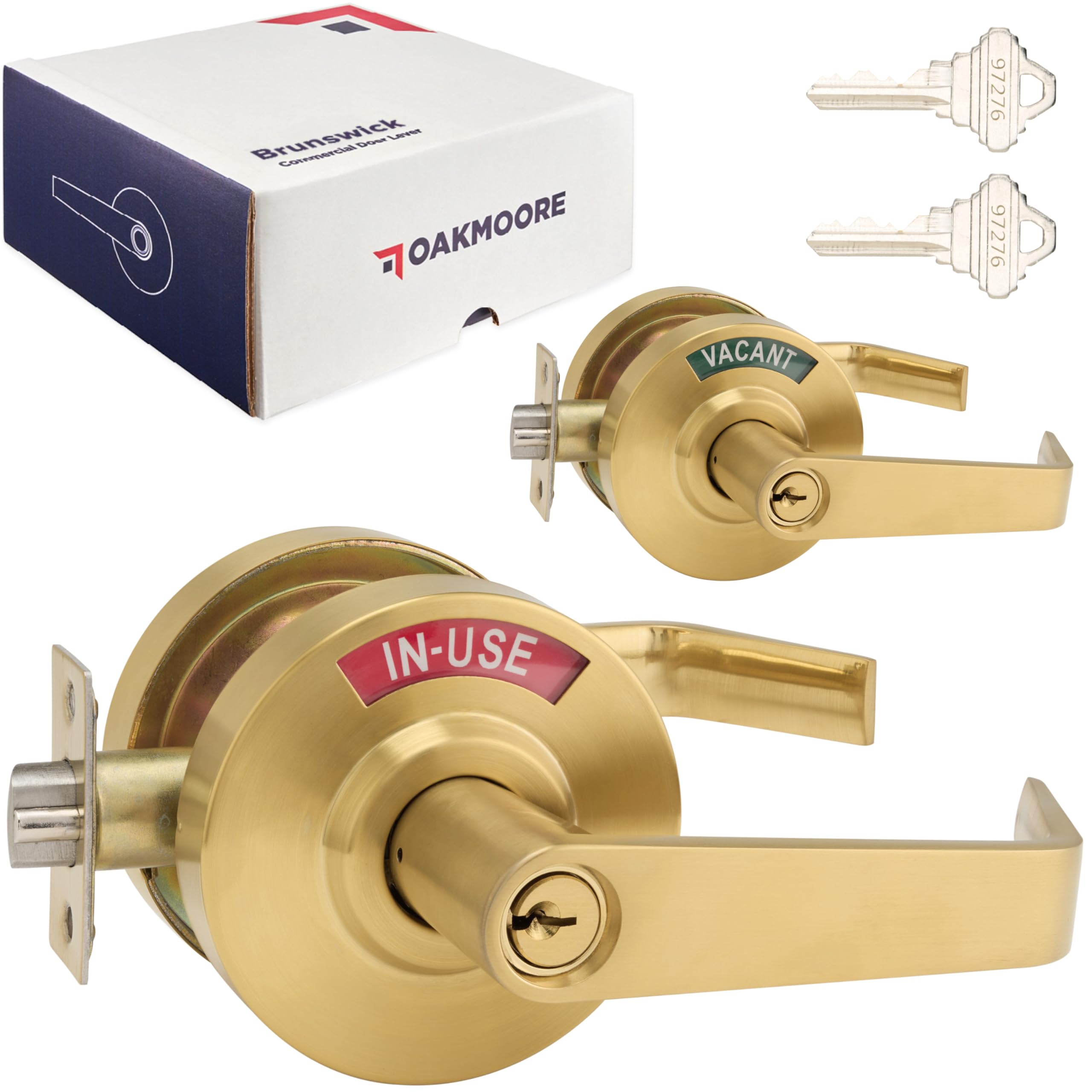 Heavy Duty Indicator Lever Lock in Gold | Keyed Entry for Restaurants, Gyms, Hospitals, Warehouses, and Medical Facilities | Gold Vacant/Engaged Lock with Key